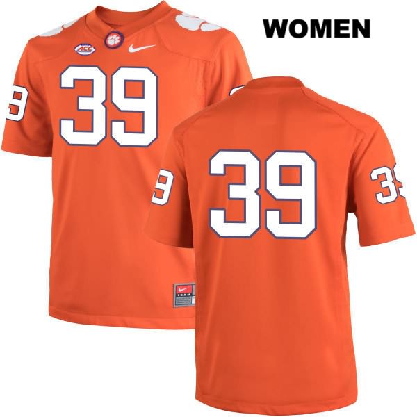 Women's Clemson Tigers #39 Christian Groomes Stitched Orange Authentic Nike No Name NCAA College Football Jersey HHY3046NB